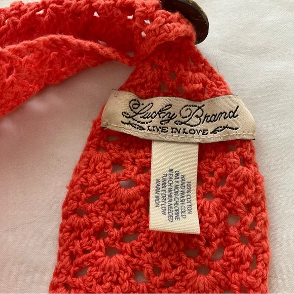 Lucky Brand Orange Crochet Button Headband - Picture 7 of 9